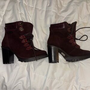 EUC HARLEY-DAVIDSON Catterick Burgundy Suede Booties Sz. 8.5 Biker Moto Boots